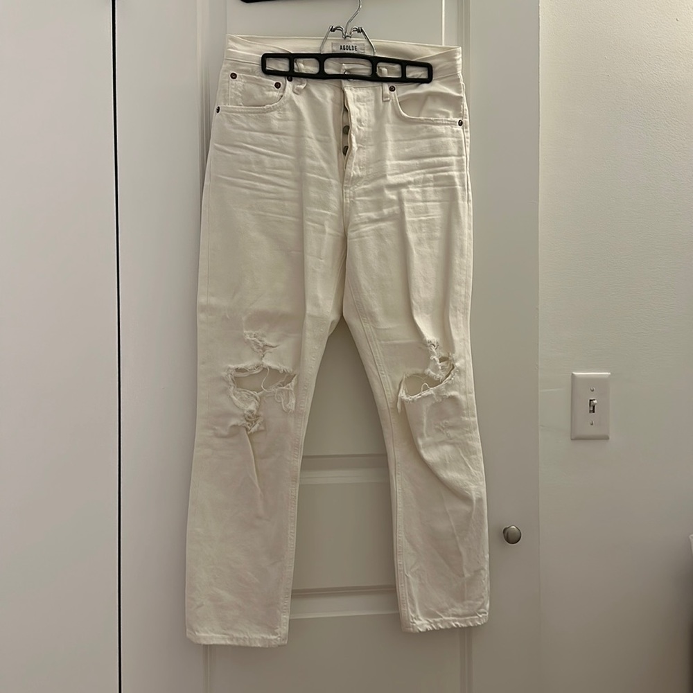 Agolde White Distressed Jeans